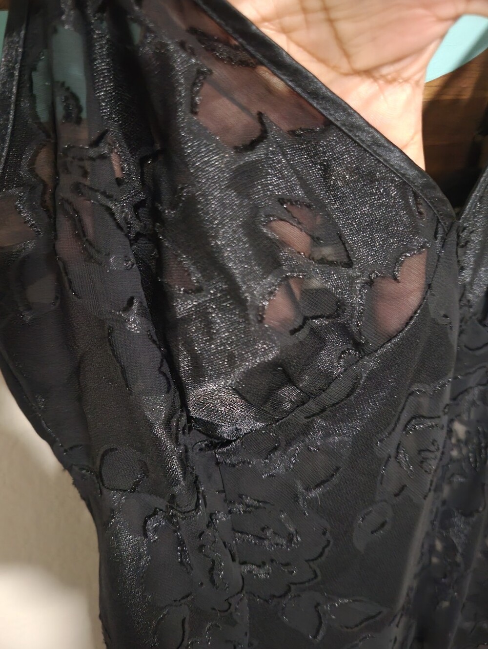 Vintage 90s Gold Label Victoria's Secret Black Burnout Floral Maxi Slip Dress M - Picture 5 of 8